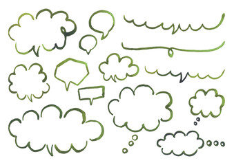 水彩の筆で描いた緑色の手描き吹き出し
