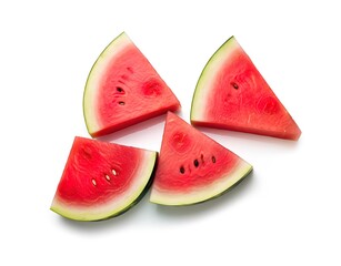 fresh watermelon slices on white background. generative AI