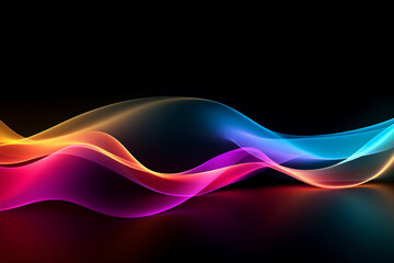 Curved colorful neon light waves.	
