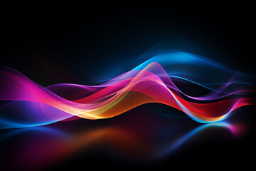 Naklejka premium Curved colorful neon light waves. 