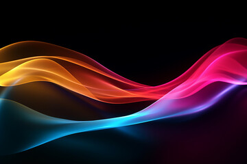 Curved colorful neon light waves.	
