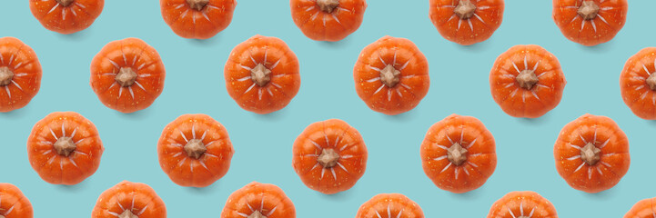 Orange pumpkin pattern on pastel color background