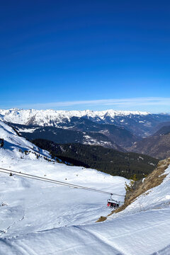Scenic view of Doron de Bozel Valley in the French alps
