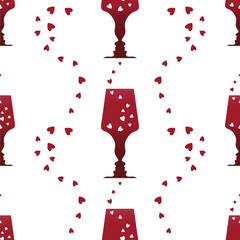 seamless paper with wine glass. valentide day. vector - 662363401
