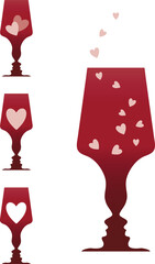 set of wineglass with heart. valentine day. vector - 662363409