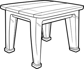 outline illustration of table for coloring page