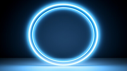 bright blue round neon lights.	
