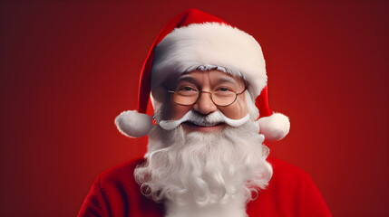 Happy Santa Claus Christmas background on red background