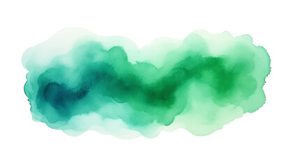 abstract blue green watercolor hand painted isolated on transparent background cutout