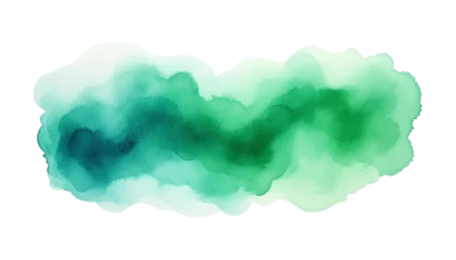 Foto op Plexiglas abstract blue green watercolor hand painted isolated on transparent background cutout © Papugrat