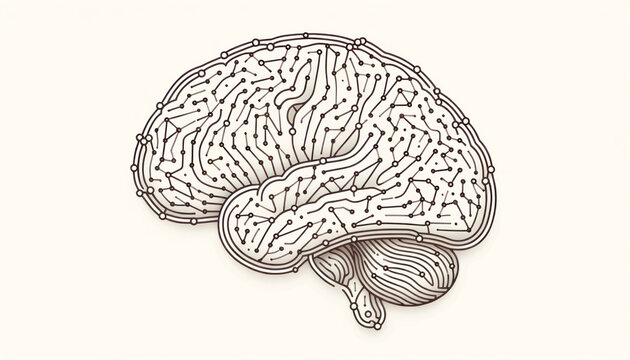 Human brain on a white background. Generative AI