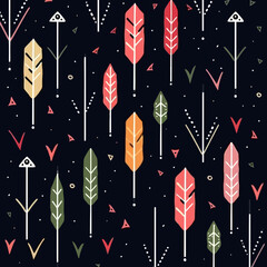 Arrow motifs quirky doodle pattern, background, cartoon, vector, whimsical Illustration