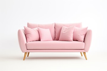 Fototapeta premium Pink modern sofa on white background