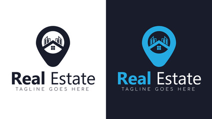 real estate logo design, real estate pin location, vector logo for real estate home solutions