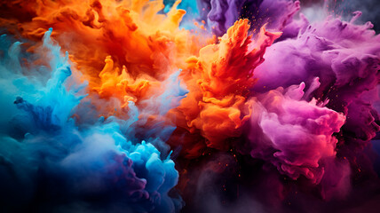 color powder explosion on black background. colorful cloud background - Powered by Adobe