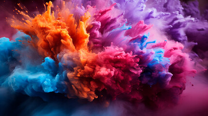 Fototapeta na wymiar color powder explosion on black background. colorful cloud background