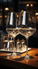Elegant wine glasses in ambient setting

