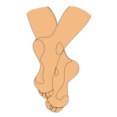 Silhouettes of human legs, foot in modern one line style. Continuous line drawing, aesthetic outline for home decor, posters, wall art, stickers, logo. Vector illustration.