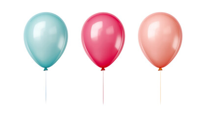 blue and pink balloons isolated on transparent background cutout