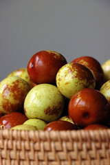 raw fresh jujube fruit in a basket