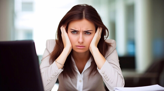 Stressed Women at Work Feeling Tired and Frustrated