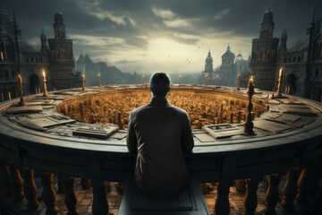 A person considering the moral implications of a dilemma, highlighting ethical philosophy and decision-making. Concept of moral reasoning. Generative Ai.