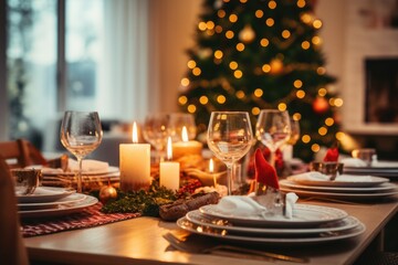Elegantly Set Dining Table for Holiday Celebration