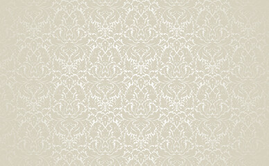 Vector damask wallpaper design. Vintage wallpaper pattern. Elegant luxury texture with pale subtle tones.