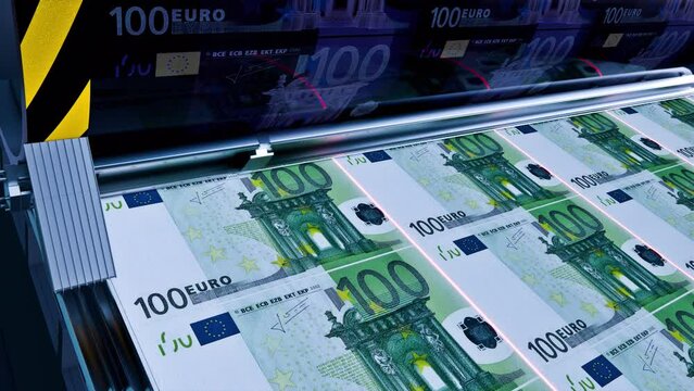 Printing 100 Euro Banknotes 3 ,Animation.Full HD 1920&times;1080. 06 Second Long.LOOP.
