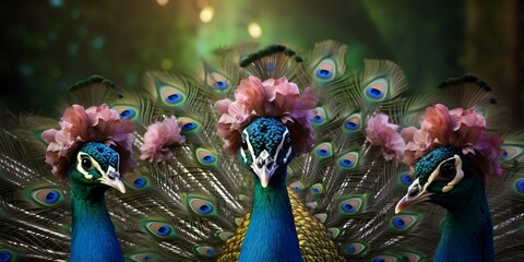 "Royal Plumage: Peacock with Crown" | Background Design | AI Generated Artwork