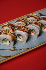 sushi, rolls, Japanese food, fish, rice