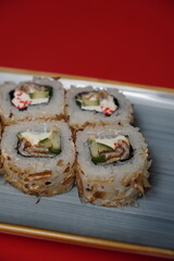 sushi, rolls, Japanese food, fish, rice