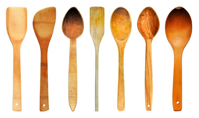 Wooden spoon for modern and old kitchens, kitchen materials wooden spoons collage