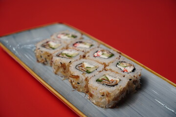 sushi, rolls, Japanese food, fish, rice