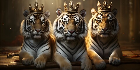 "Royal Stripes: Tiger with Crown" | Background Design | Generative AI Artwork