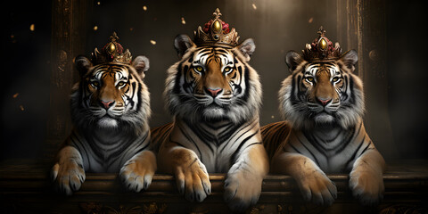 "Royal Stripes: Tiger with Crown" | Background Design | Generative AI Artwork