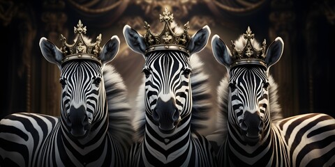 "Striped Sovereign: Zebra with Crown" | Background Design | AI Generated Artwork