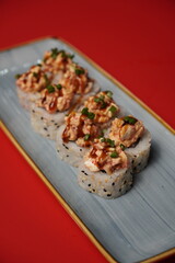 sushi, rolls, Japanese food, fish, rice