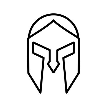 Spartan helmet icon. Spartan Greek gladiator helmet armor flat vector icon