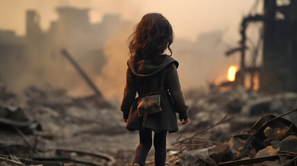 Children of War: Innocence in Conflict's Wake, AI Generative - obrazy, fototapety, plakaty