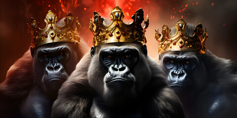 "Kingly Strength: Gorilla with Crown" | Background Design | Generative AI Artwork