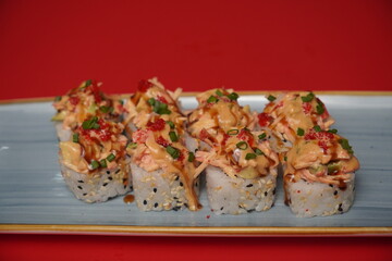 sushi, rolls, Japanese food, fish, rice