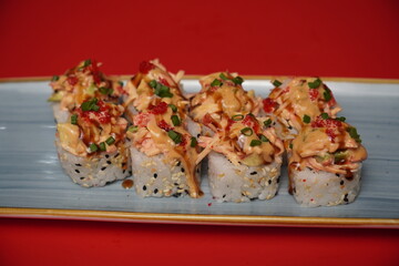 sushi, rolls, Japanese food, fish, rice