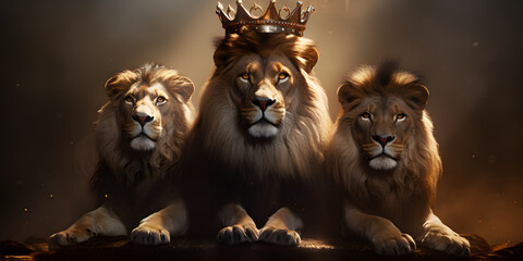 "The Majestic Monarch: Lion with Crown" | Background Design | AI Generated Artwork