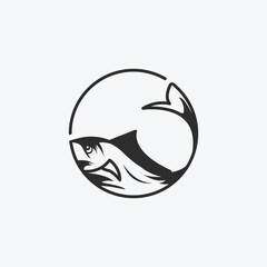Fish logo vector illustration design, fish vintage icon.