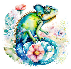 Kameleon ilustracja - obrazy, fototapety, plakaty
