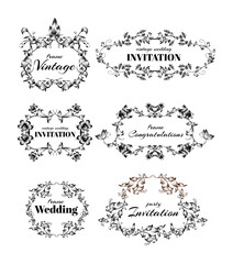 Vintage calligraphic frames in black colour