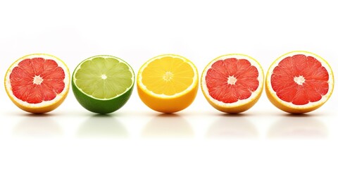 lemon fruit slices on white background. generative AI - obrazy, fototapety, plakaty