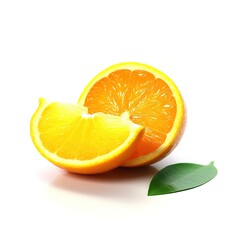 Fototapeta premium Close-up photo of ripe and fresh oranges on white background. Generative AI