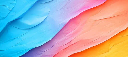 Rainbow colored gradient texture with overlapping crumpled paper layers - Abstract background